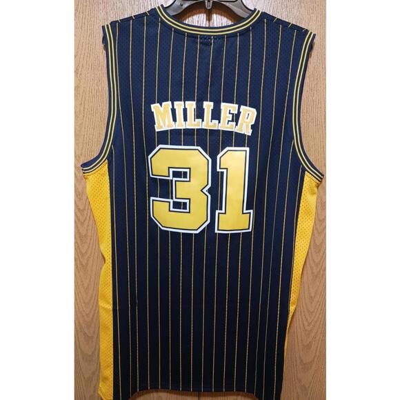 Reggie Miller-Adidas-Pacers-Jersey-Blue/Yellow-Used-XL-$85 - Picture 7 of 9